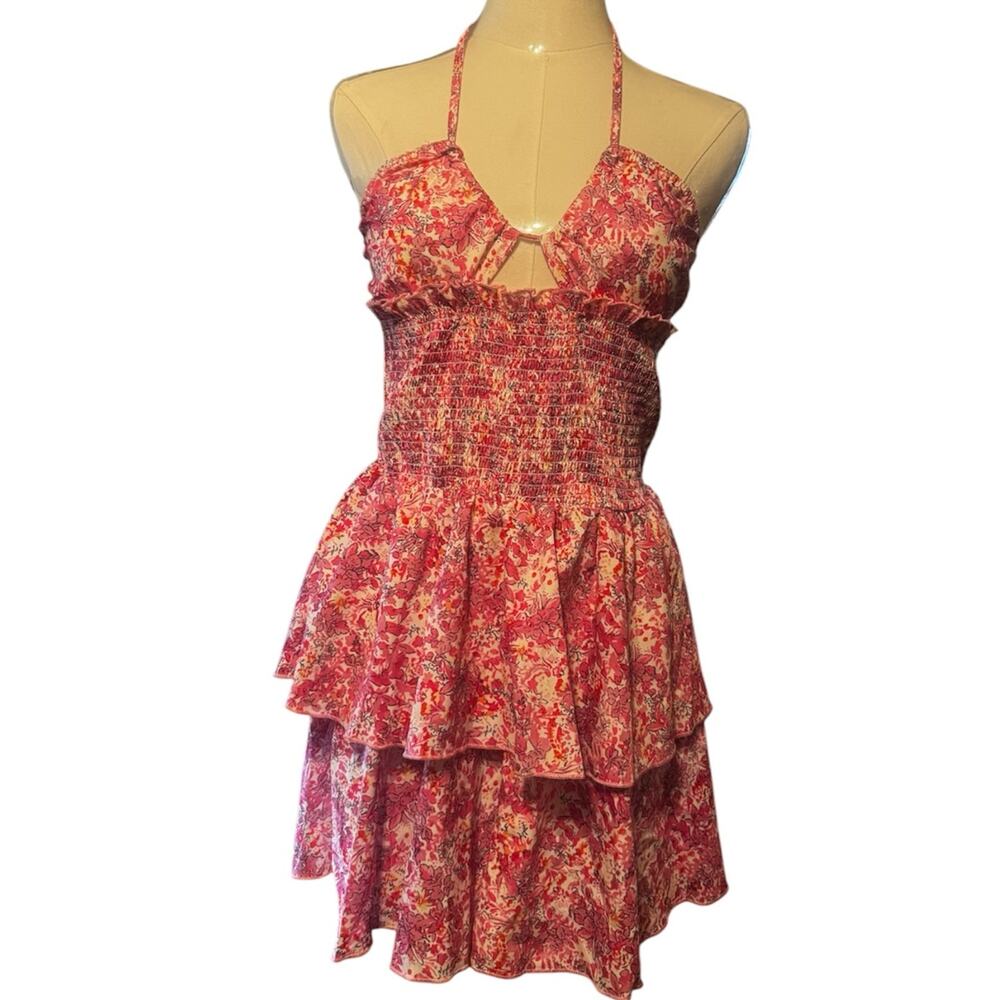NWOT Pink Floral Halter Dress Size Medium